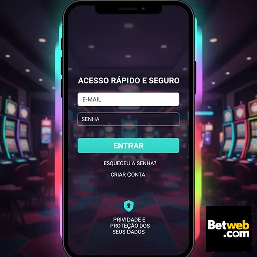 Tela de login do aplicativo betweb com foco em segurança.