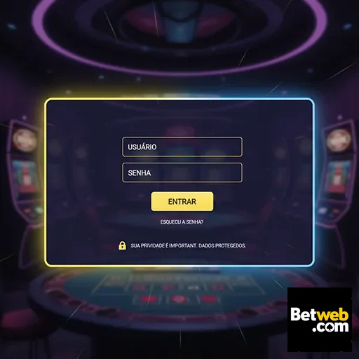 Tela de login do Betweb para saque rápido em cassino online.