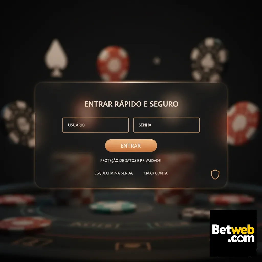 Interface de login segura no site betweb para jogadores.
