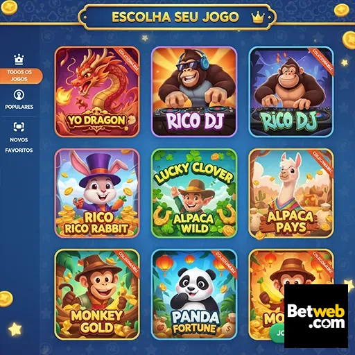Tela do aplicativo Betweb com jogos disponíveis para escolha.