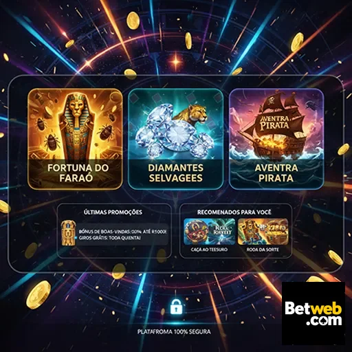 Imagem de slots em betweb mostrando Fortuna do Faraó e Aventura Pirata.