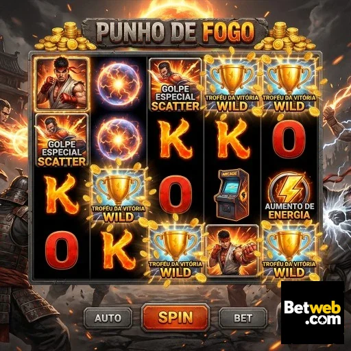 Tela do jogo 'Punho de Fogo' na betweb com recursos especiais.