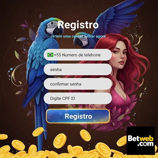Tela de registro da betweb com opções para cadastro.