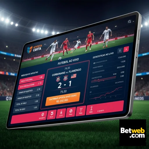 A tela de um tablet mostra apostas ao vivo no site betweb.